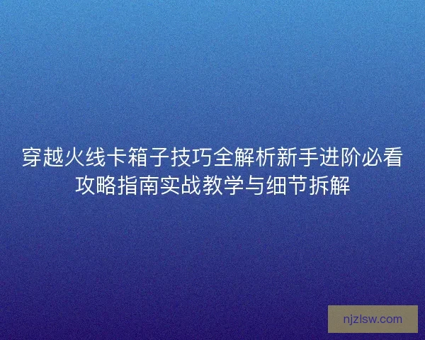 穿越火线卡箱子技巧全解析新手进阶必看攻略指南实战教学与细节拆解 穿越火线卡箱子技巧全解析新手进阶必看攻略指南实战教学与细节拆解