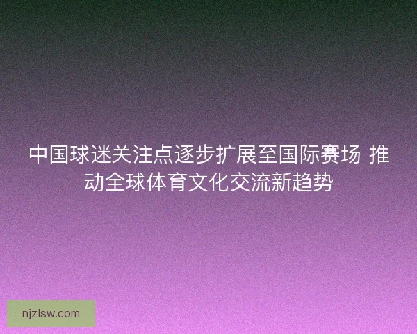 中国球迷关注点逐步扩展至国际赛场 推动全球体育文化交流新趋势